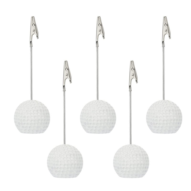 RONRONS 5 Pack Resin Ball Base Memo Clip Holder Stand Note Paper Clip Pictures Card Display with Alligator Clip,Golf - Image 1